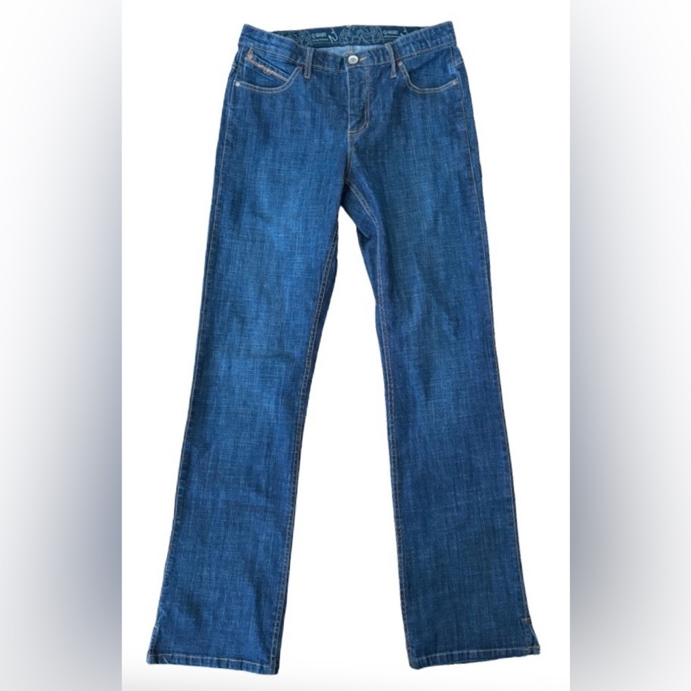 Q Baby Wrangler dk wsh boot cut mid rise blue jeans WM  western casual